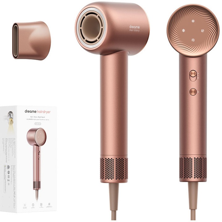 Сешоар Glory Dreame, 1600W, 2 степени на въздушния поток, 4 температурни настройки, йонизираща функция, розов