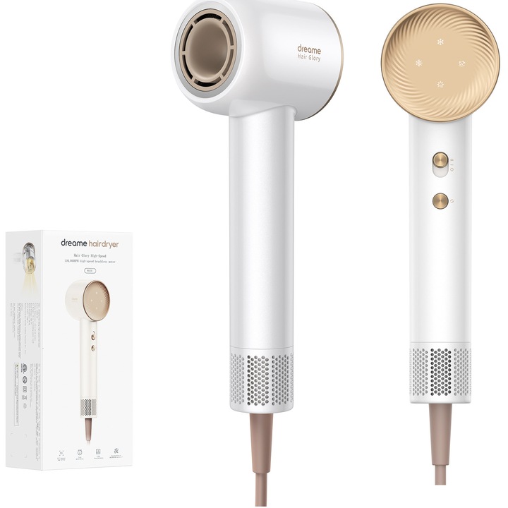 Сешоар Dreame Glory AHD6A-WH, 1400W, 2 нива на въздушния поток, 4 температурни настройки, Йонизираща функция, Бял