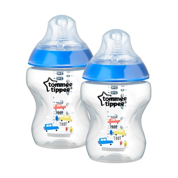 Biberon Decorat, Tommee Tippee, 2 buc, 260ml PP, Albastru Biberon Decorat, Tommee Tippee, 2 buc, 260ml PP, Albastru