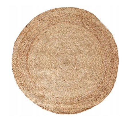 Covor rotund, Stil boho, Iuta, 78 x 78 cm, Natural