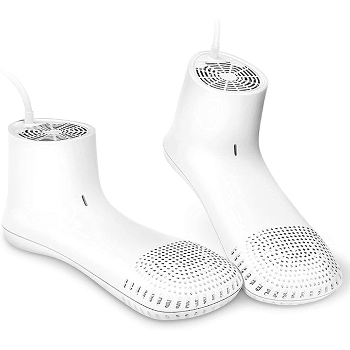 Uscator de pantofi multifunctional Arvada MP20 cu functie de deodorizare si programare, 360° incalzire uniforma - Ideal pentru calatorii, sport si acasa, alb