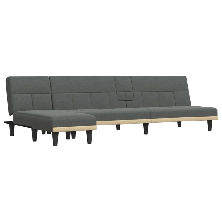 Г-образно разтегателно канапе vidaXL, Тъмносиво, 255x140x70 см, Плат, 35.25 kg