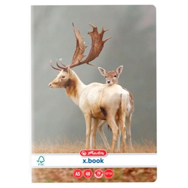 Caiet A5, 48 file, 70g/mp, velin, motiv Animals