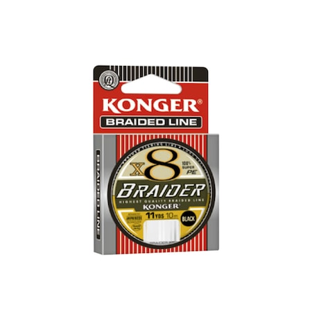 Fir textil inaintas impletit in 8, Konger X8 Braider, 0.10mm, rezistenta 10.7kg, culoarea neagra, rola 10m, pentru monturi crap, method feeder