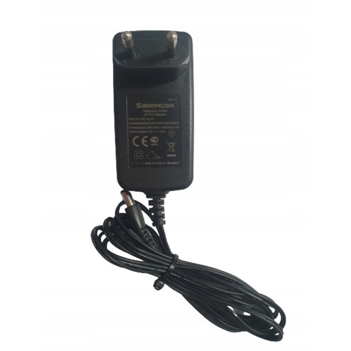 Sursa de alimentare, Sagemcom, 12V, 2A, Negru