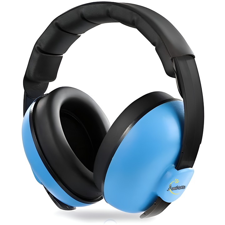 Casca antifonica pentru copii si bebelusi 0-36 luni, Amurana, SNR 26 DB, Protectie impotriva zgomotului, Protectie auz, Design ergonomic, Materiale delicate, Marime reglabila, Confortabile, Usoare, Albastra