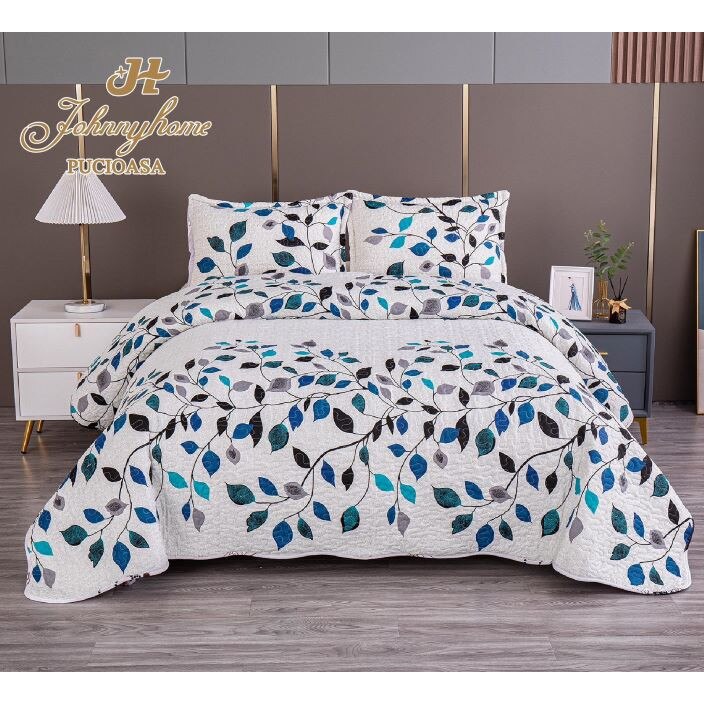 Двулицево кувертюра, за двойно легло, 3 бр., 2 човека, щампа цвете ...