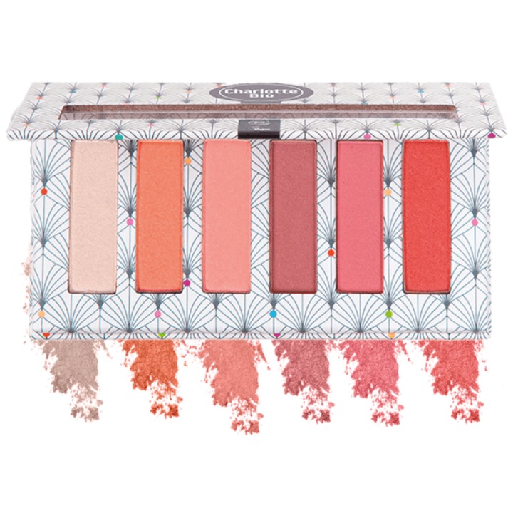 BIO szemhéjfesték, 6 színű Pink Vibes paletta, jojoba magokkal és Charlotte Bio magnólia kéreg kivonattal, 15 g