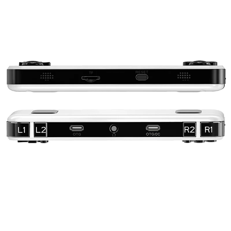 Consola de jocuri retro portabila ANBERNIC RG351P 64GB, quad core Cortex-A35 1.5GHz, RAM 1GB DDR3, Display 3.5 inch IPS 320x480, acumulator 3500 mAh, alba