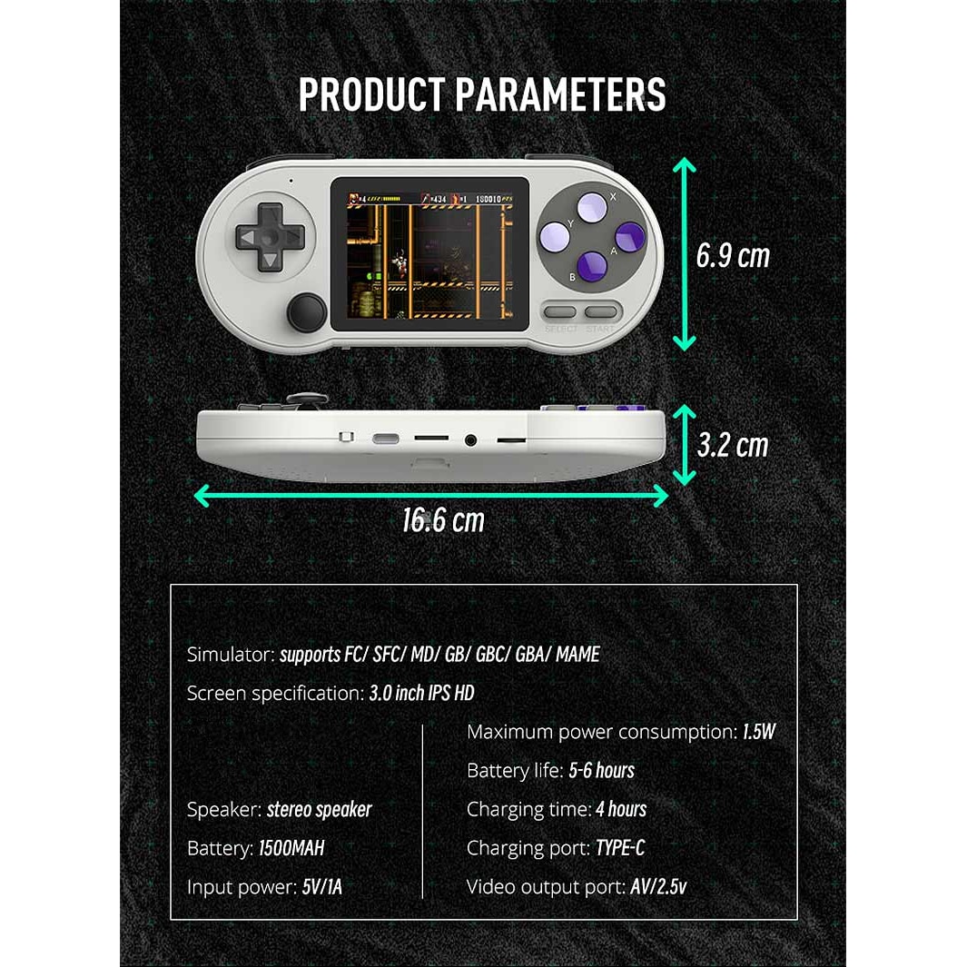 Consola de joc DATA FROG SF2000, portabila, suport pentru 7+ emulatoare retro si cu 6000 de jocuri preinstalate