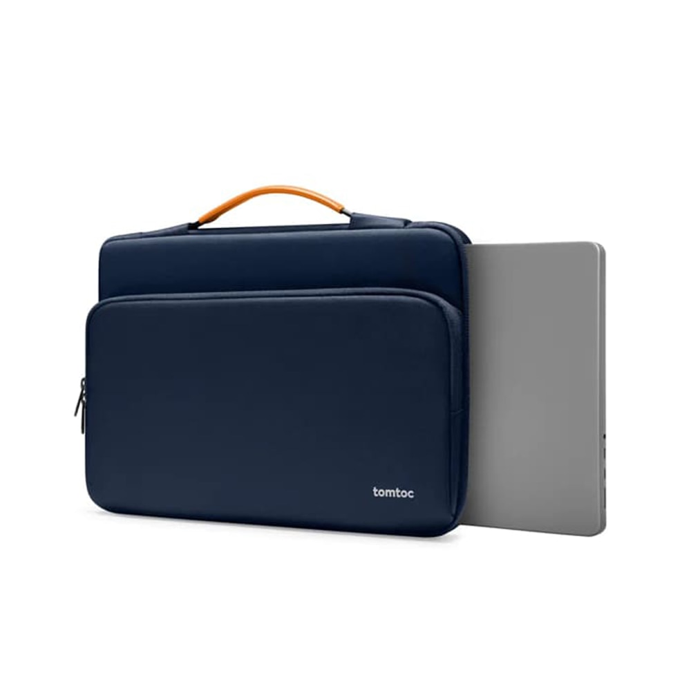 Geanta pentru laptop, antisoc, Tomtoc, fabricata din materiale reciclate, Albastru