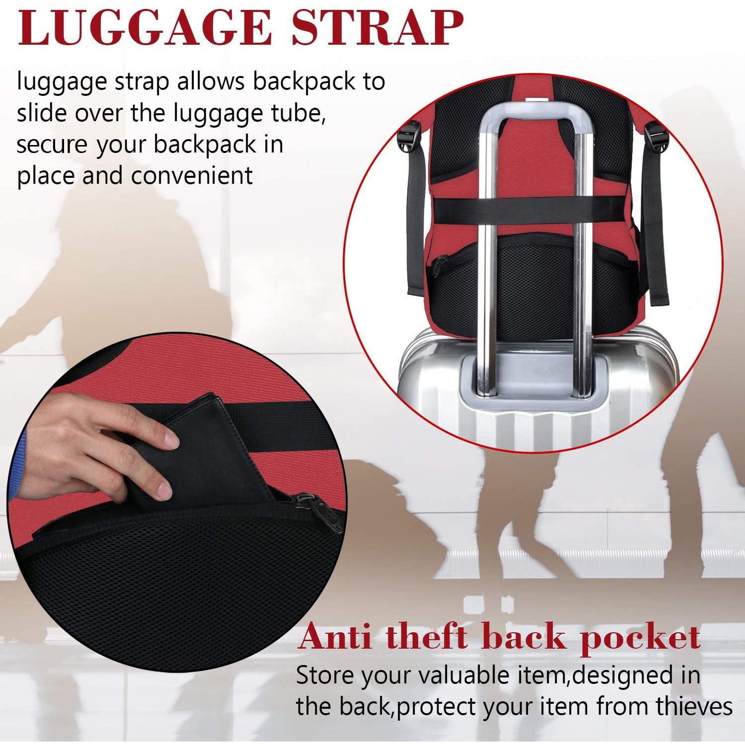 Rucsac Laptop halber Pro Style & Storage, 15.6", Rosu