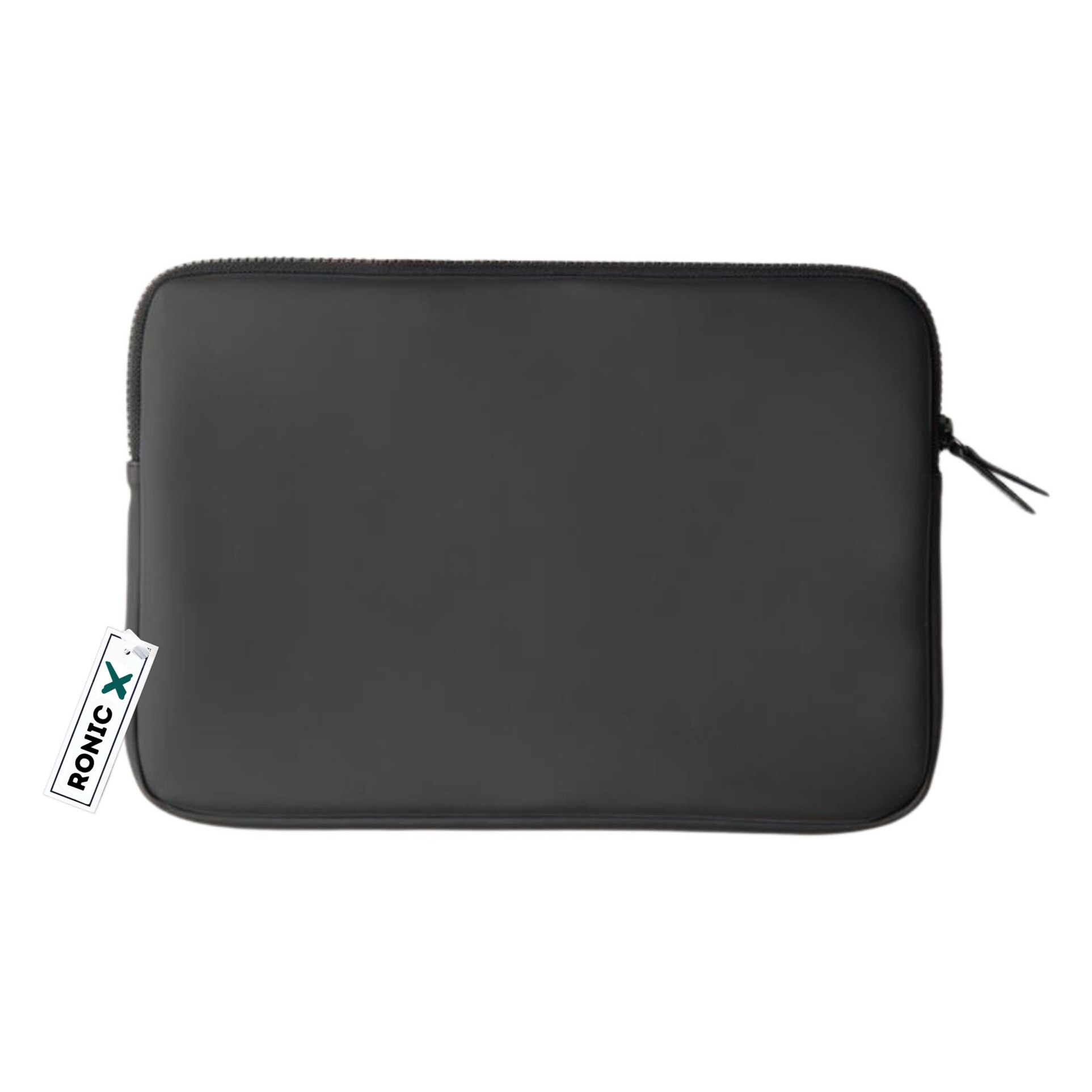Husa laptop pentru protectie si transport Steel, Ronic, 15.6", 2 buzunare cu fermoar, material mat elegant nubuck PU rezistent la apa, negru