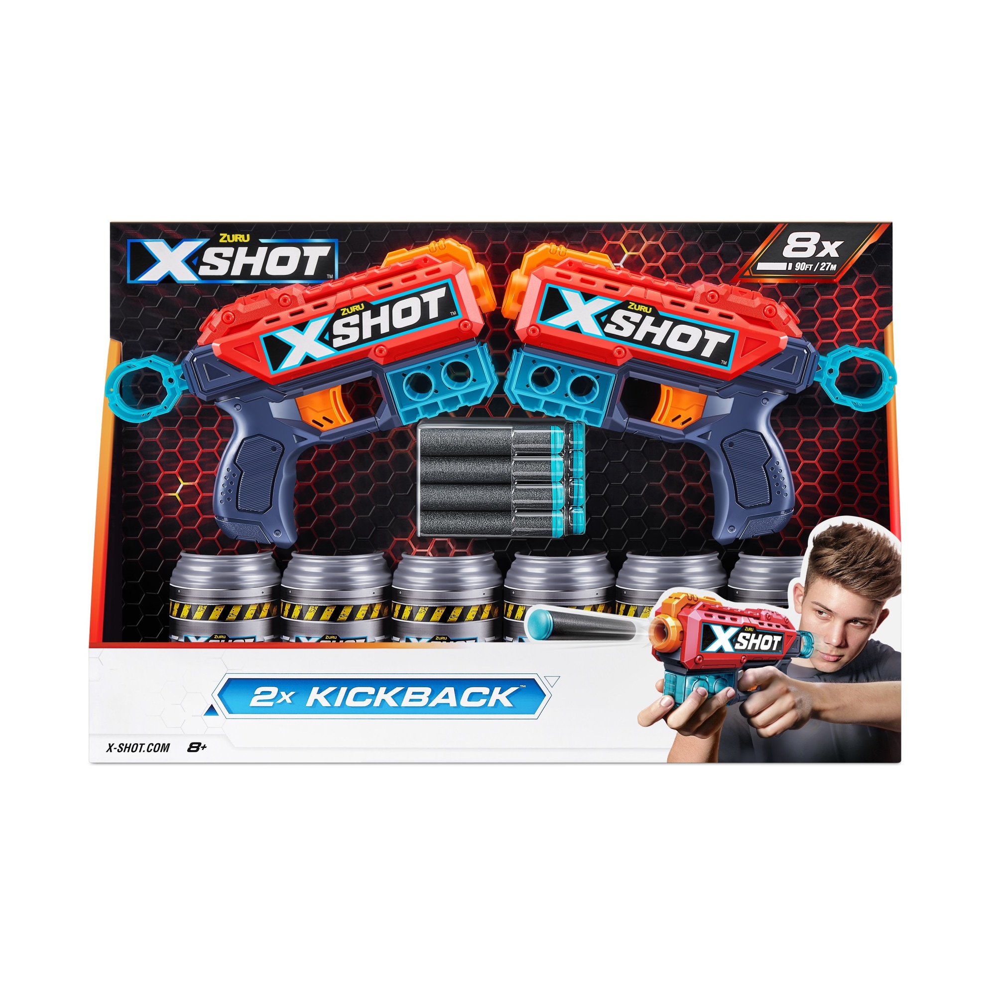 Set 2 blastere X-Shot - Excel Kickback, 8 proiectile - eMAG.ro