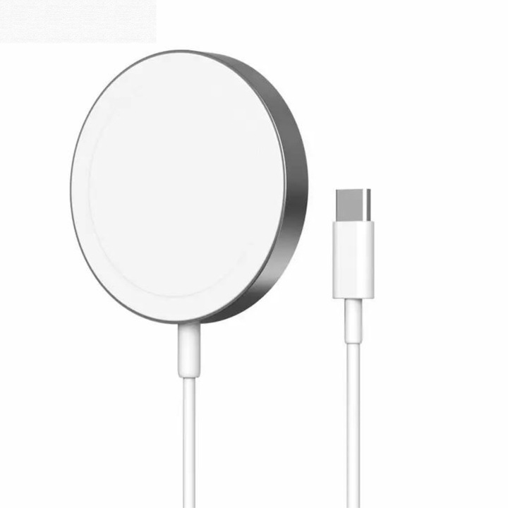 OEM Gyorstöltő, MagSafe vezeték nélküli telefontöltő, 15 W univerzális, USB TYPE C, kompatibilis a következőkkel: Iphone13/12/AirPods Pro/11/XR/XS/8, Samsung, Huawei, LG, fehér