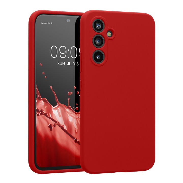 Husa Kwmobile pentru Samsung Galaxy A54 5G, anti-alunecare, anti-amprenta, silicon, rosu