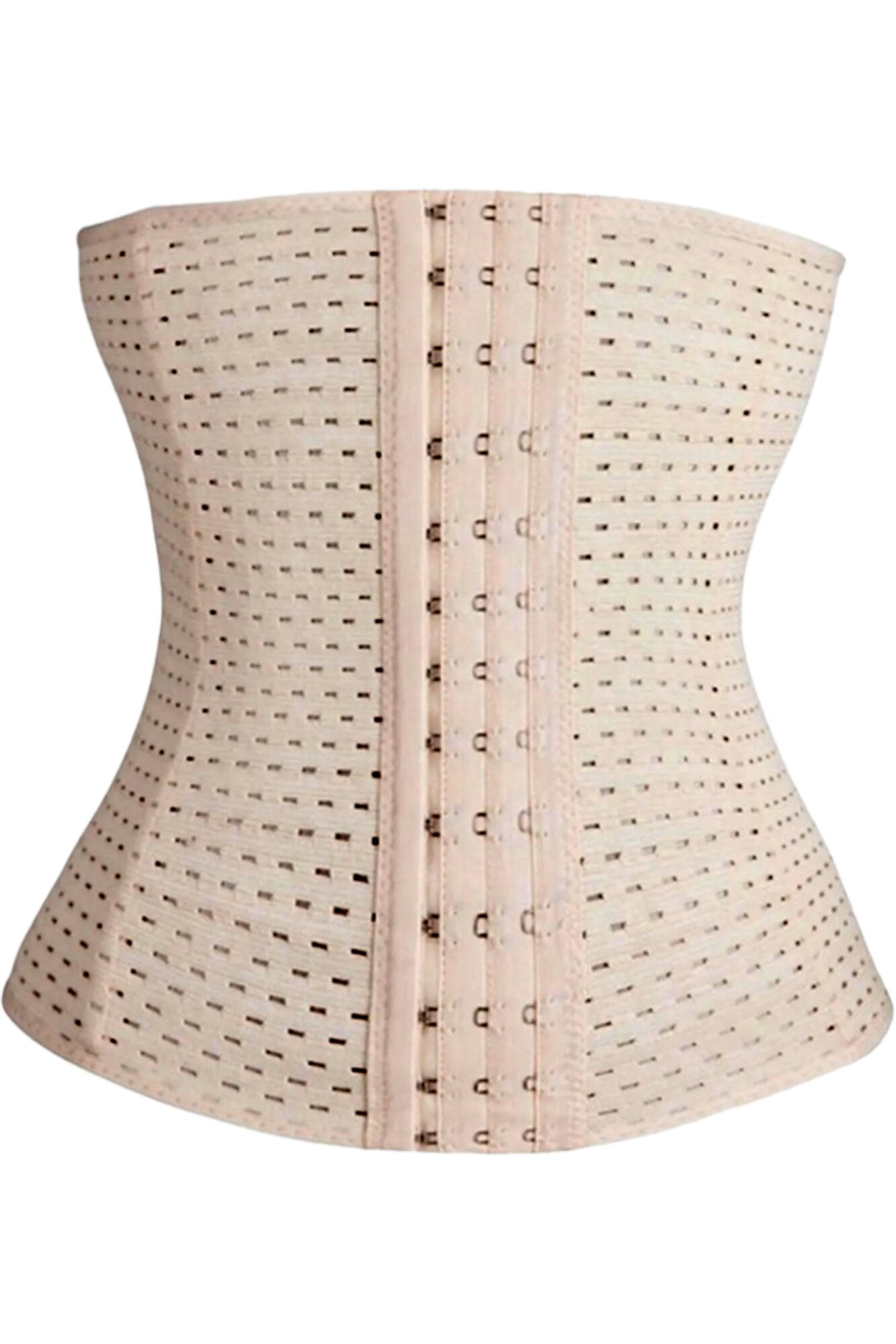 Centura modelatoare tip corset, StarFashion, pentru talie de viespe, cu 3  randuri de copci mos si baba, reglabila, Bej