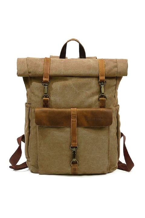 Rucsac din piele naturala si material textil cerat URBAN BAG Chester Bej