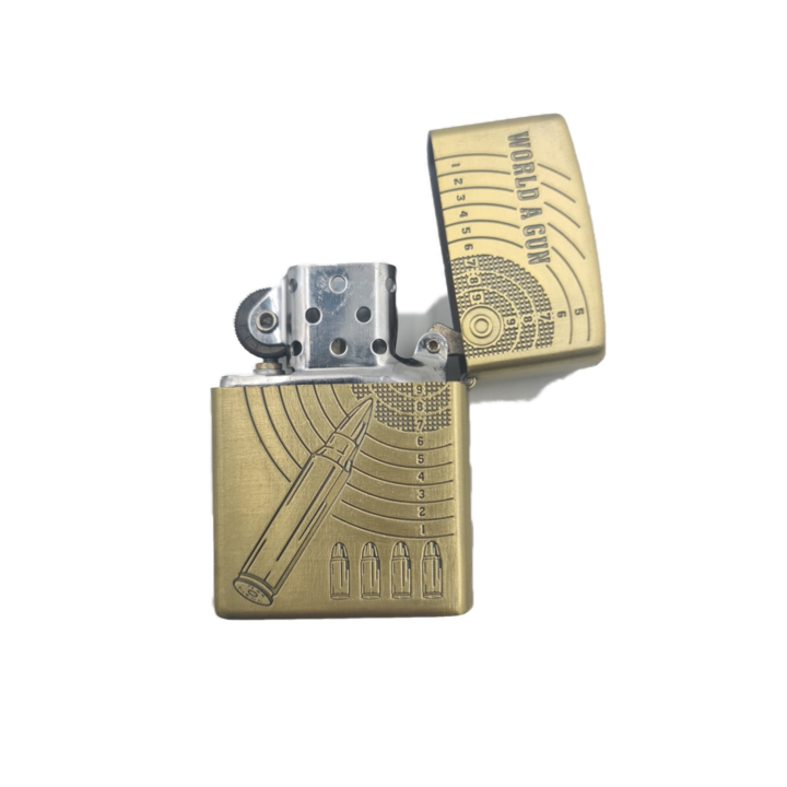 Запалка с капак, модел Bullet, бензин, за многократна употреба, 3D релеф, разглобяема, 6 см, злато, Dalimag