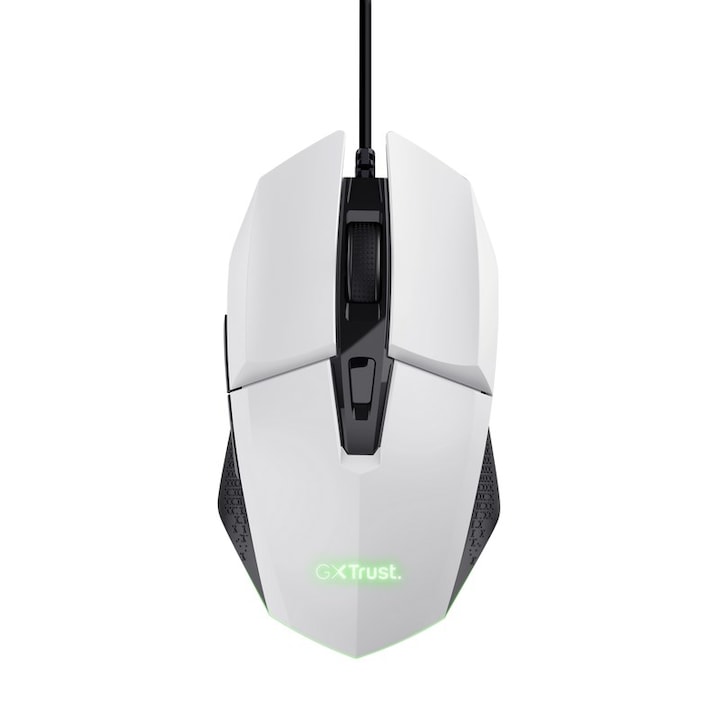 Mouse gaming cu fir Trust GXT 109 Felox, 6 butoane programabile, iluminare LED multicolor, 200-6400 DPI, cablu USB de 1,5 m, mouse RGB, alb