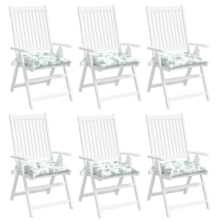 Set perne de scaun vidaXL, 6 buc., 40x40x7 cm, textil, model frunze, 2.1 Kg