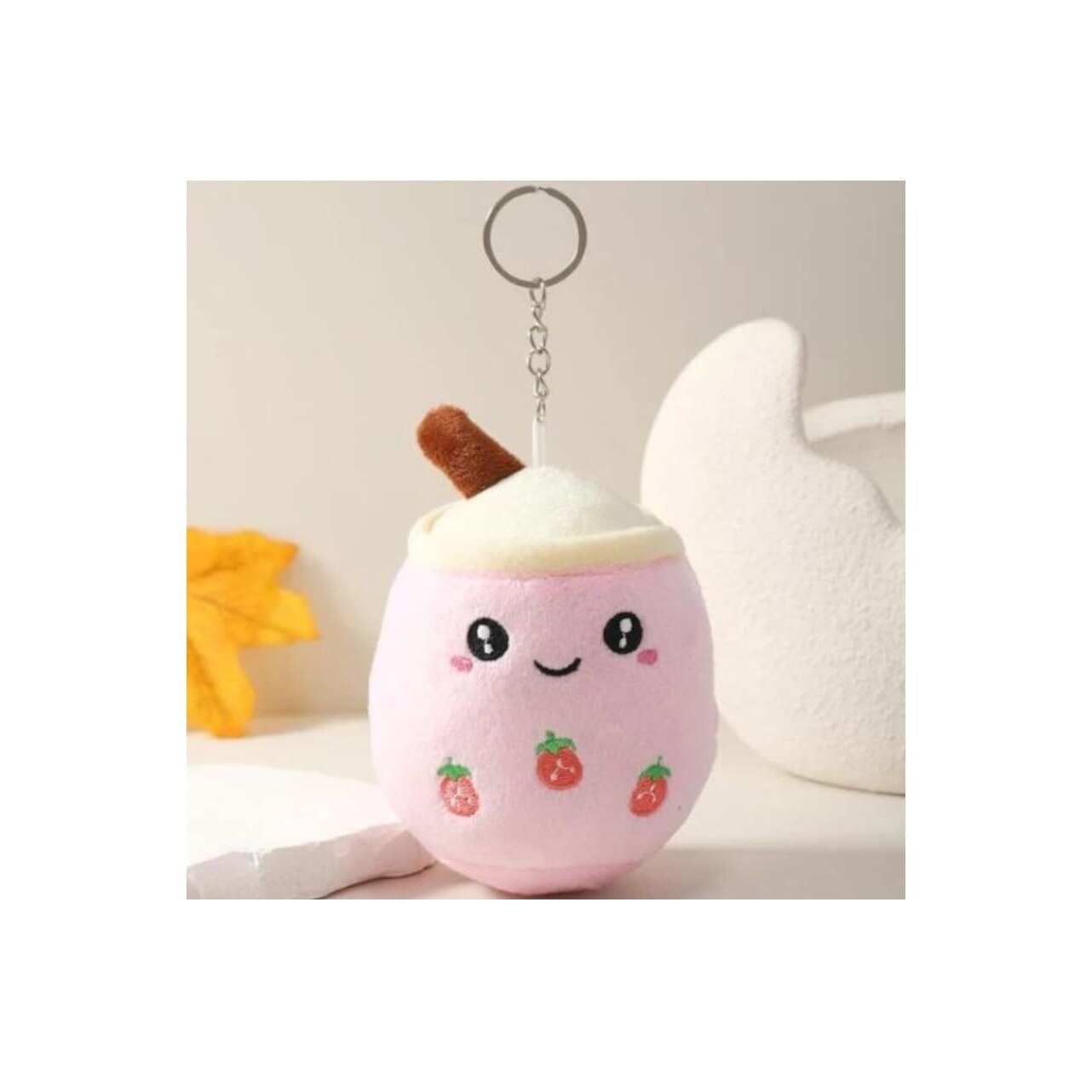 Jucarie de plus, Boba Strawberry, tip breloc, roz, 15 cm - eMAG.ro