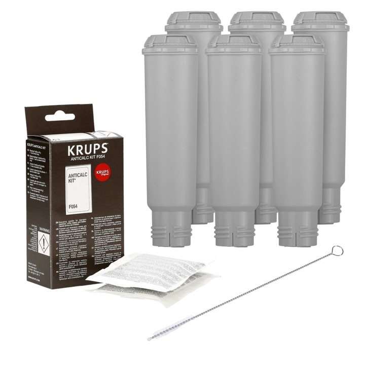 Set De Ingrijire Pentru Espressoare, Spitze Clean, Gri, 1xFiltru De Apa Krups Claris F088, 1xDezincrustant Krups F054, 1xPerie De Curatare 17.5 cm, Manopera De Inalta Calitate, De Lunga Durata
