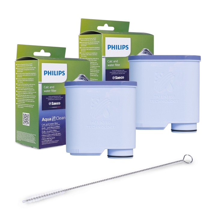 Set 2 filtre espressor/Perie de curatat, Philips Saeco, Albastru