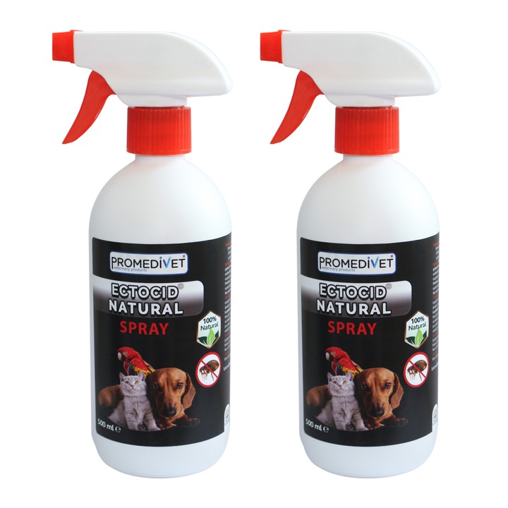 Pachet spray antiparazitar Herba Natural, pentru caini, pisici si pasari de colivie, 2 bucati, 1000ml
