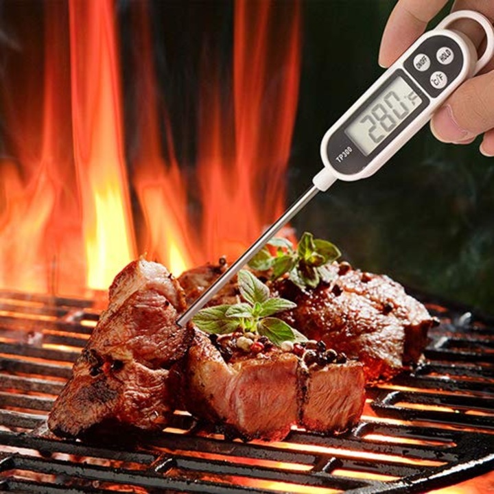 Termometru digital instant pentru carne, 6 inch, inox, interval temperatura -50C ~ 300C