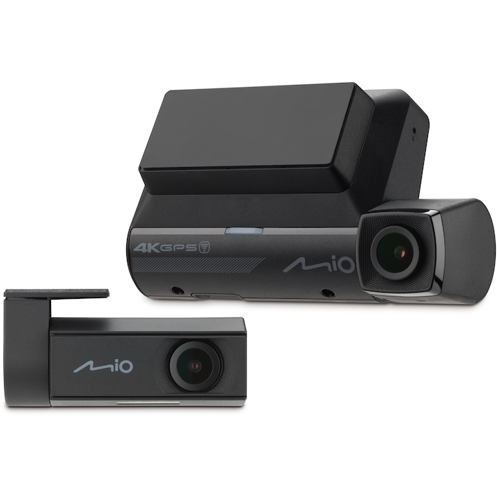 Camera video auto duala Mio MiVue 955WD, 4K/2.5K, HDR, Wi-Fi, GPS, Alerta medie camera radar fix, Negru