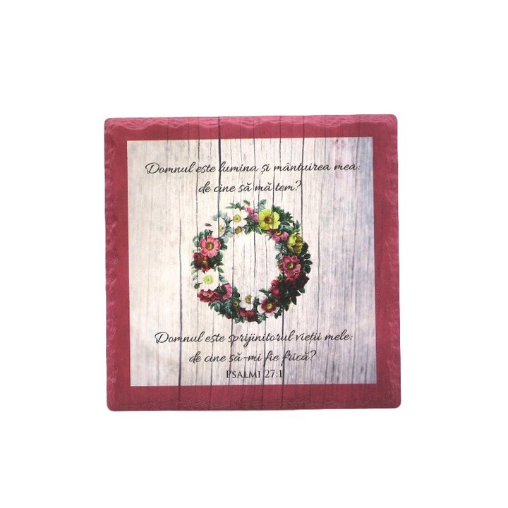 Suport pentru oala, inscriptionate biblice, ceramica si pluta, 20x20cm, Multicolor, M3