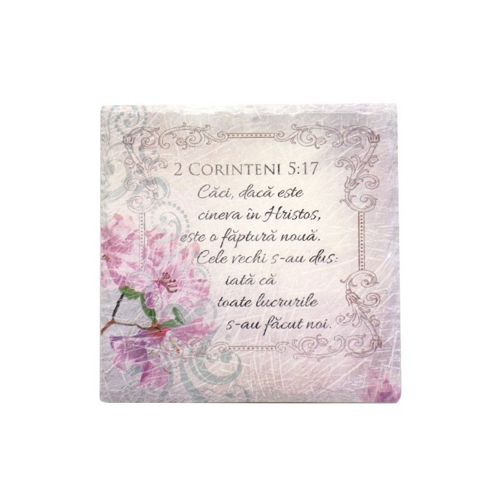 A fazék alátámasztása, bibliai feliratok, kerámia és parafa, 20x20cm, Multicolor, M5