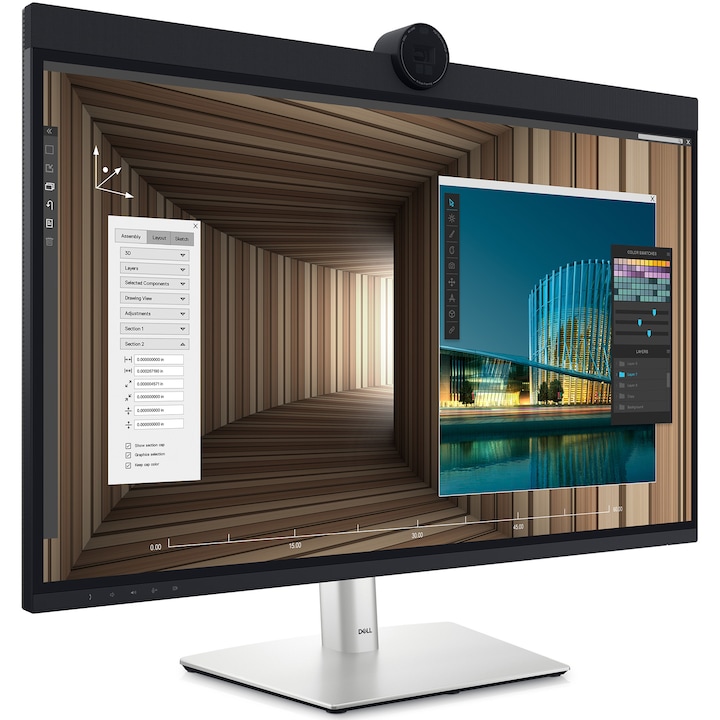 Monitor LED IPS Dell 31.5", 6K, Display Port, HDR 600, Negru/Argintiu