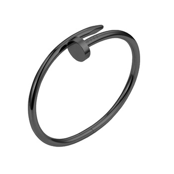 Bratara barbateasca pentru barbati, fixa tip Bangle, din otel inoxidabil placat 24K IP, sub forma de cui, de purtat langa ceas (Ambalaj cutie cadou), Black Bratara barbateasca pentru barbati, fixa tip Bangle, din otel inoxidabil placat 24K IP, sub forma de cui, de purtat langa ceas (Ambalaj cutie cadou), Black