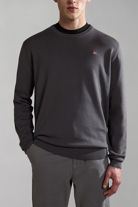 Napapijri, Droz kerek nyakú pamutpulóver, Sötétszürke