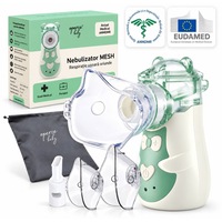 Aparat Aerosoli OPERCEBABY® – Avizat Medical, Respiratie Usoara si Rapida, Nebulizator Portabil Validat Clinic, Ultrasonic & Silentios, Tehnologie MESH, 5 Trepte Nebulizare, Autocuratare, 8ml, Masti Adulti & Copii, Duza Inhalare, Husa Voiaj, Verde Salvie
