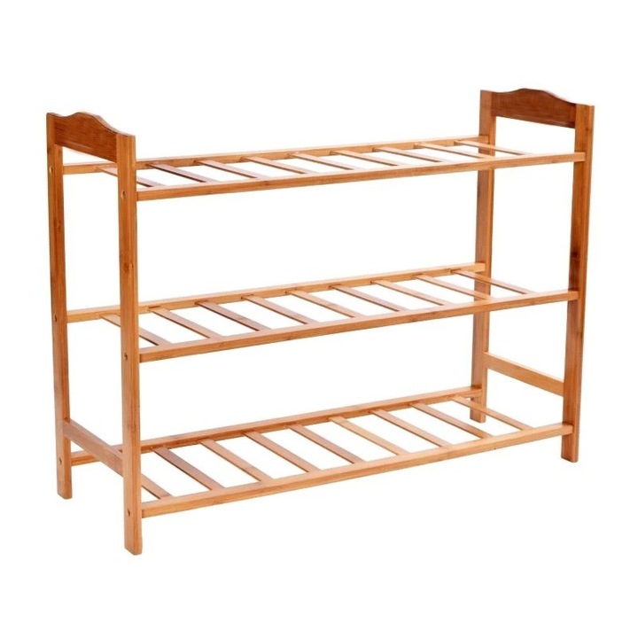 Рафт с 3 нива за обувки, PROCART, бамбук, 68 х 47 х 23 см