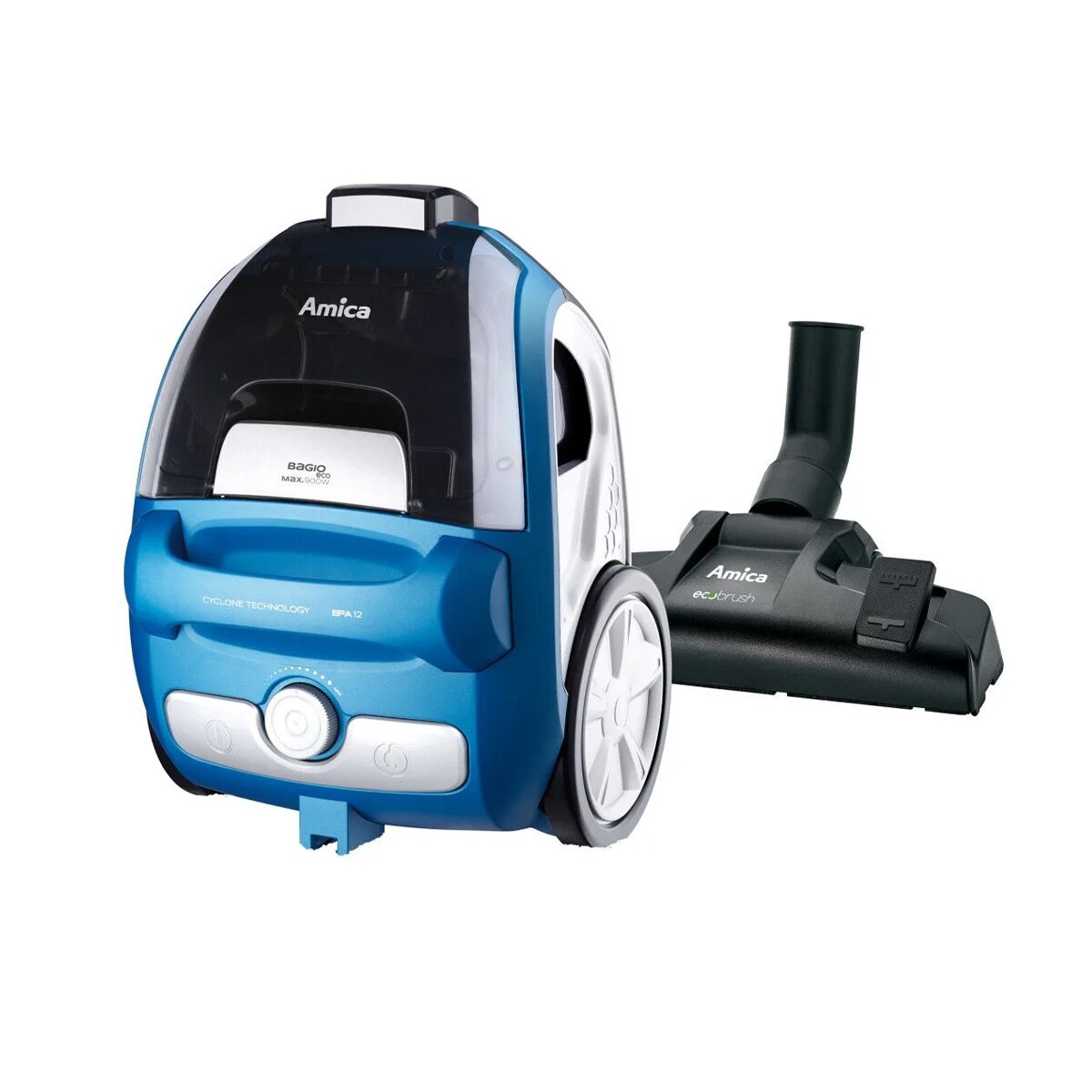 Aspirator fara sac Amica Bagio Eco VM 3041, 900 W, 1.5 l, Albastru