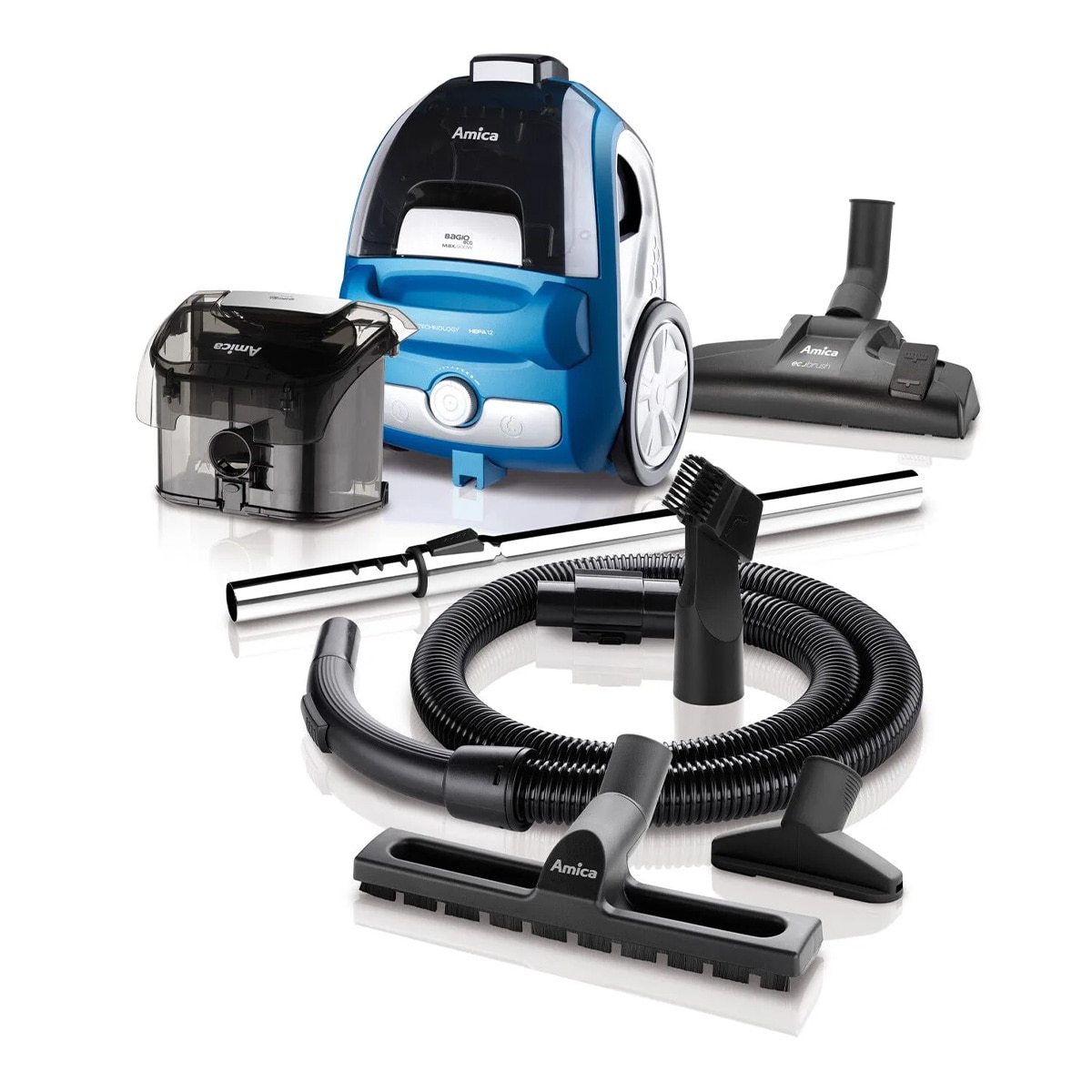 Aspirator fara sac Amica Bagio Eco VM 3041, 900 W, 1.5 l, Albastru