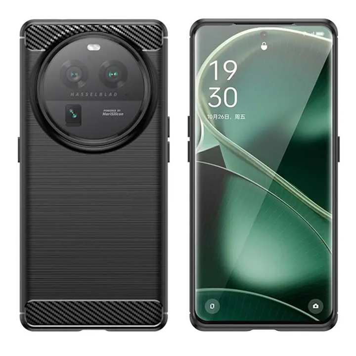 Кейс за Oppo Find X6, Techsuit Carbon Silicone, черен