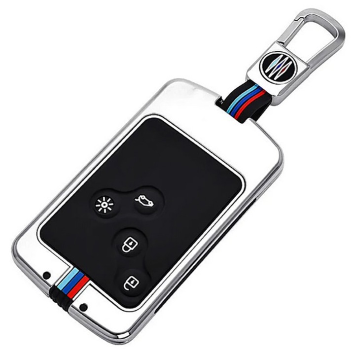 Husa cheie metal argintiu pentru cheie Renault Duster Captur Clio Logan Megane Koleos Scenic Zoe Laguna Fluence