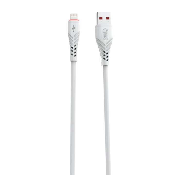 Cablu USB, SkyDolphin, S02L, Incarcare rapida, Lightning, 3A, 1m, Alb