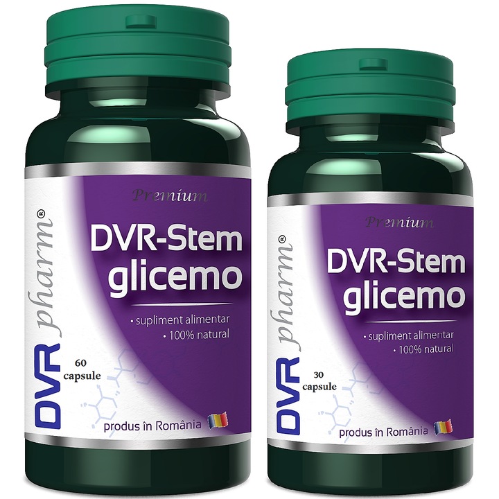 Pachet DVR-Stem Glicemo, supliment pentru diabet si reducerea glicemiei, 2 flacoane, 90cps, DVR Pharm
