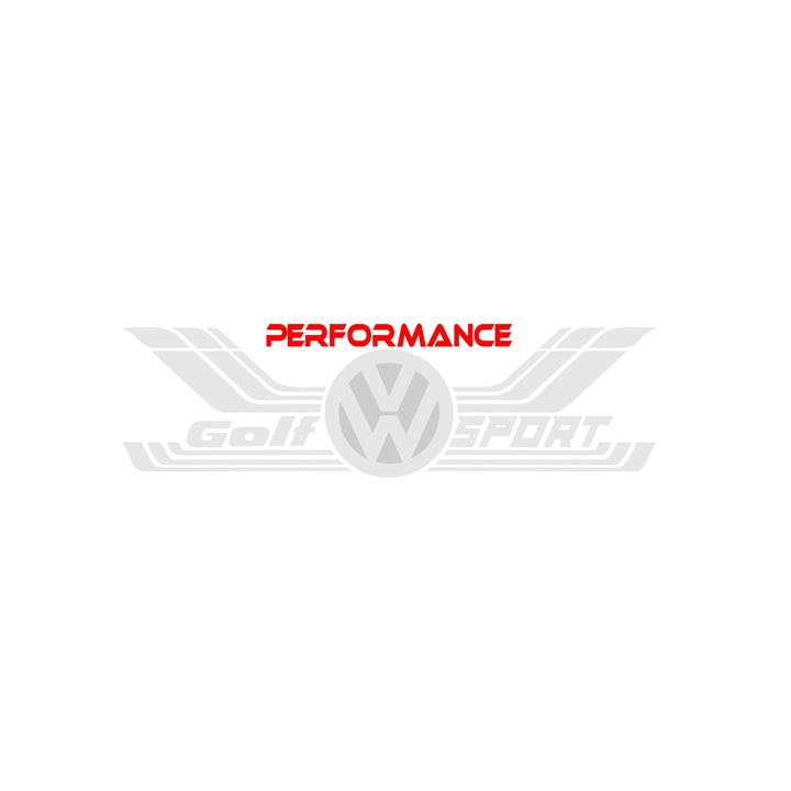 Oracal, Autómatrica vw GOLF volkswagen, sport, fehér-piros, 34x9,8 cm, matricabolt
