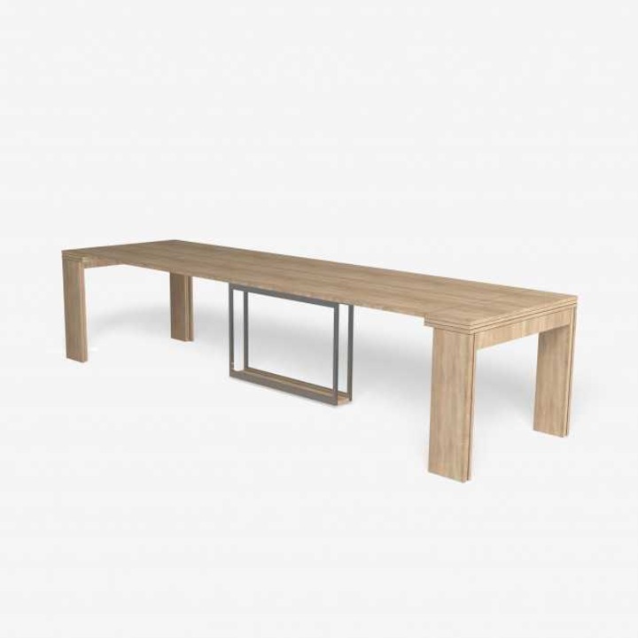 Разтегателна маса Flat CONSOLE 6 в 1, максимален капацитет 14 човека, до 3250 мм, ПДЧ светъл дъб