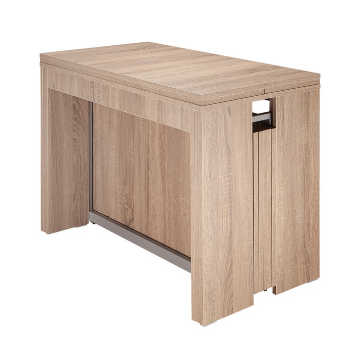 Разтегателна маса Flat CONSOLE 5 в 1, максимален капацитет 12 души, Светъл дъб, 92x40 см, до 252 см