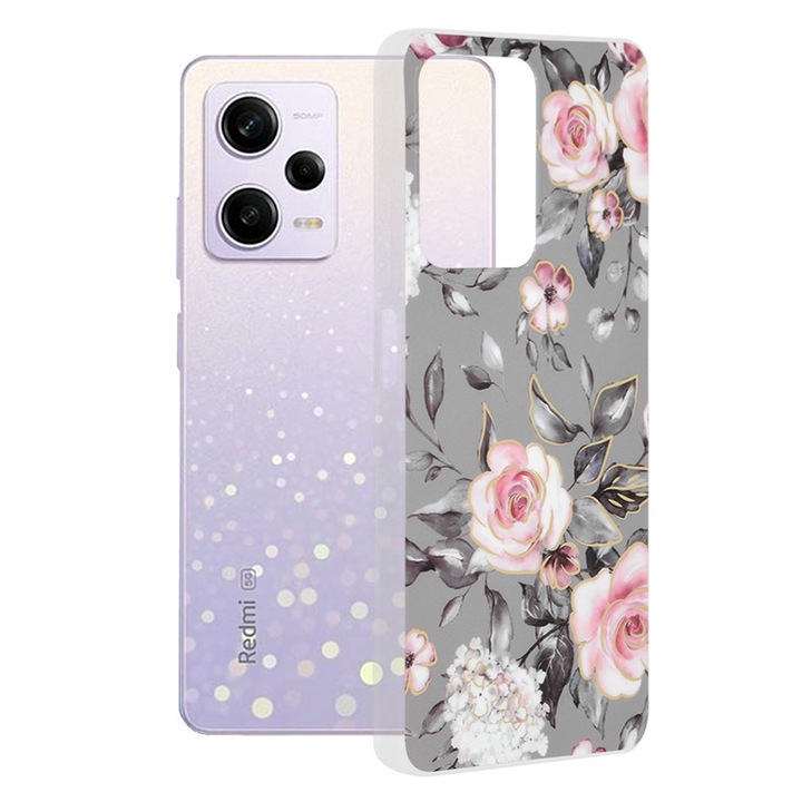 Капак за Xiaomi Redmi Note 12 Pro/Poco X5 Pro, Techsuit Marble Series, Bloom of Ruth Grey