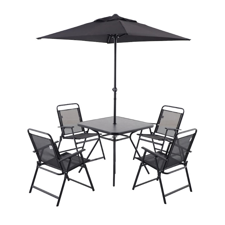 Set mobilier OMC pentru gradina/terasa cu 4 scaune, masa si umbrela