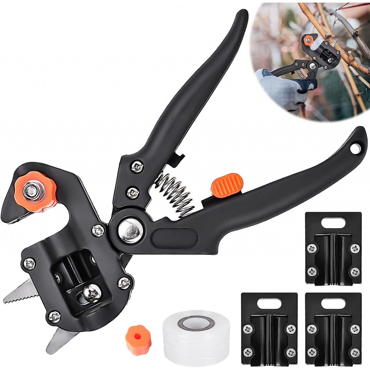 Pachet Foarfeca pentru taiat si altoit pomii, via cu 3 Lame (U, V, Ω) si 1 rola Altoire inclus